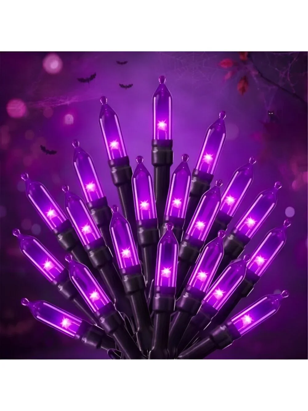 39FT Purple Halloween Lights, 100 LED Outdoor Halloween Mini String Lights